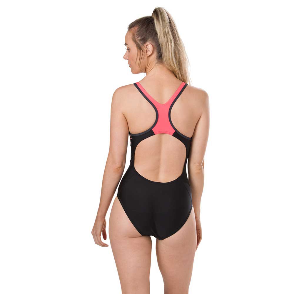 Speedo Placement laneback femme maillot de bain Noir Geo Pattern Fit Swimming Costume 