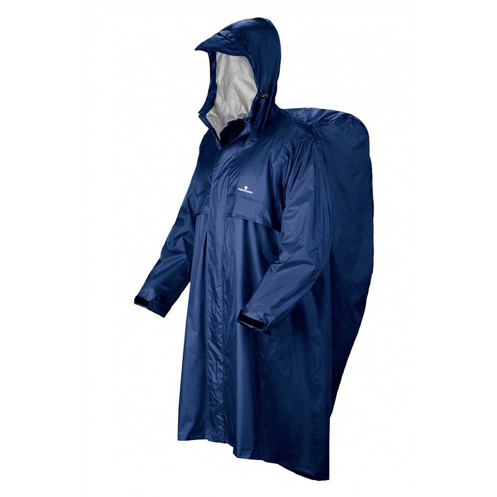 L-XL blau Ferrino Trekker Poncho Ripstop Regenmantel Regenschutz Regenponcho Gr 