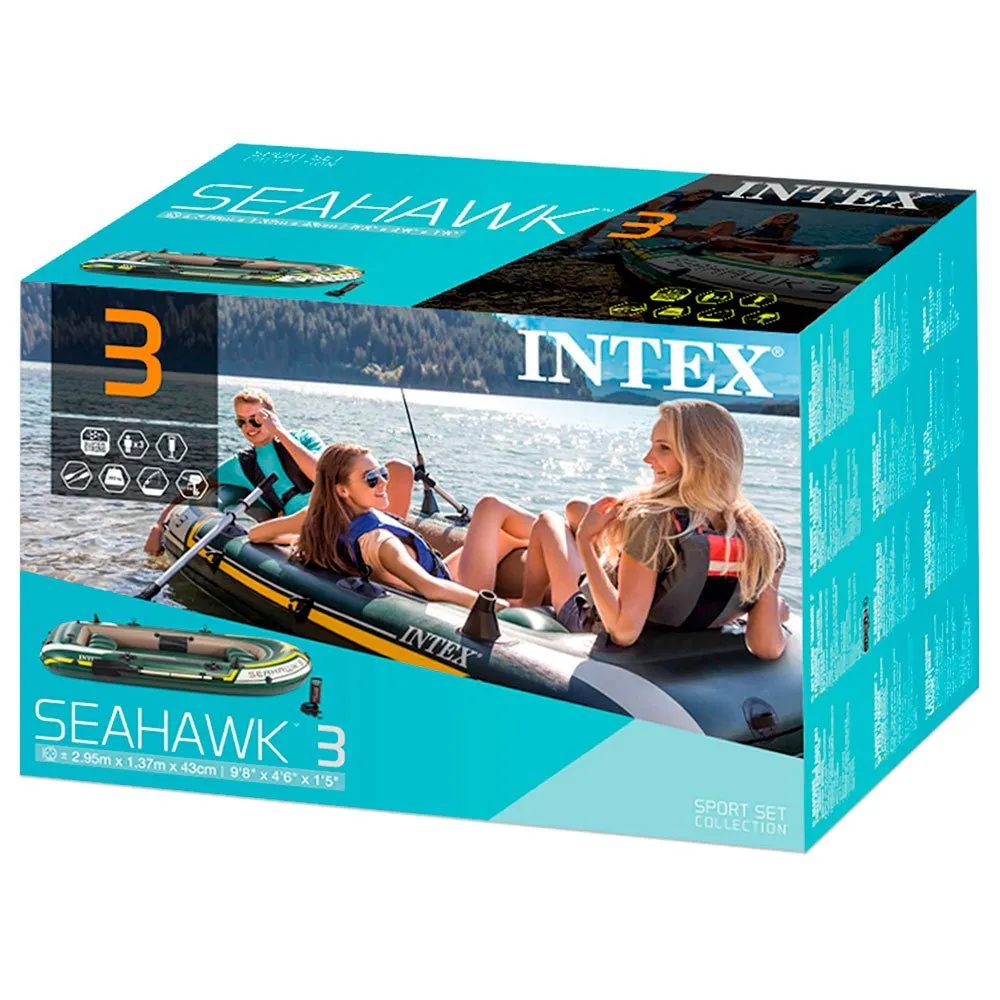 Inflatable Seashell Intex Intex Seahawk 3 Inflatable Boat Green | Waveinn