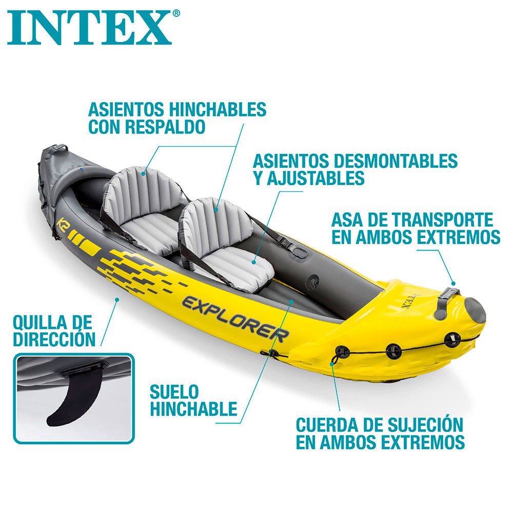 Kayak Hinchable Intex K2 Excursion Pro 2 Remos + Hinchador con