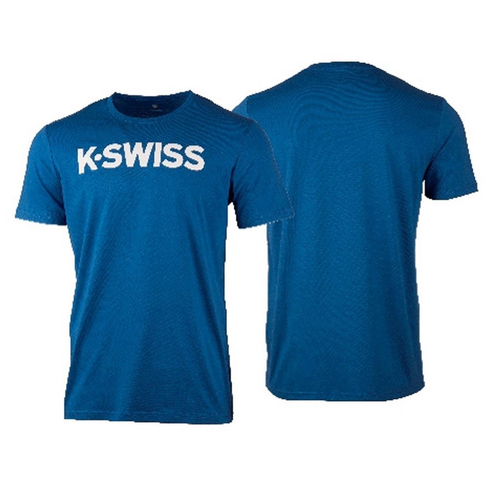 K-Swiss Women's Shield Logo Cotone fashion t shirt tennis Bianco Blu Grigio 
