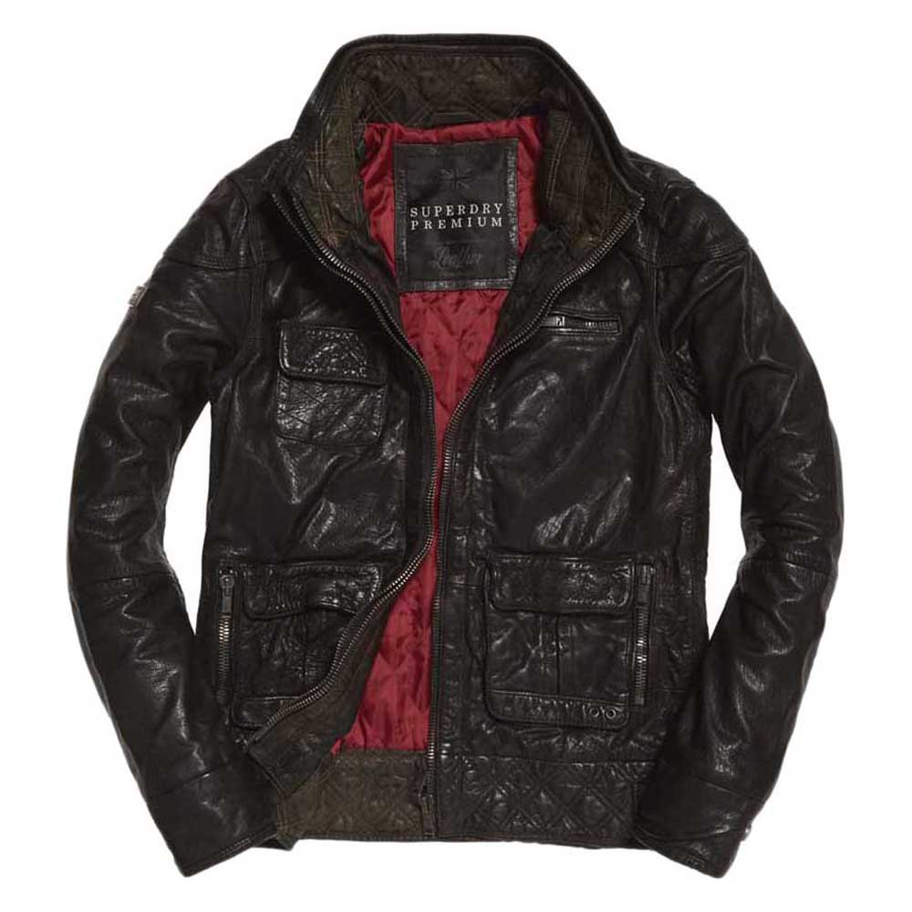 Afdrukken Aanvulling helpen Superdry Tarpit Leather Jacket Black | Dressinn