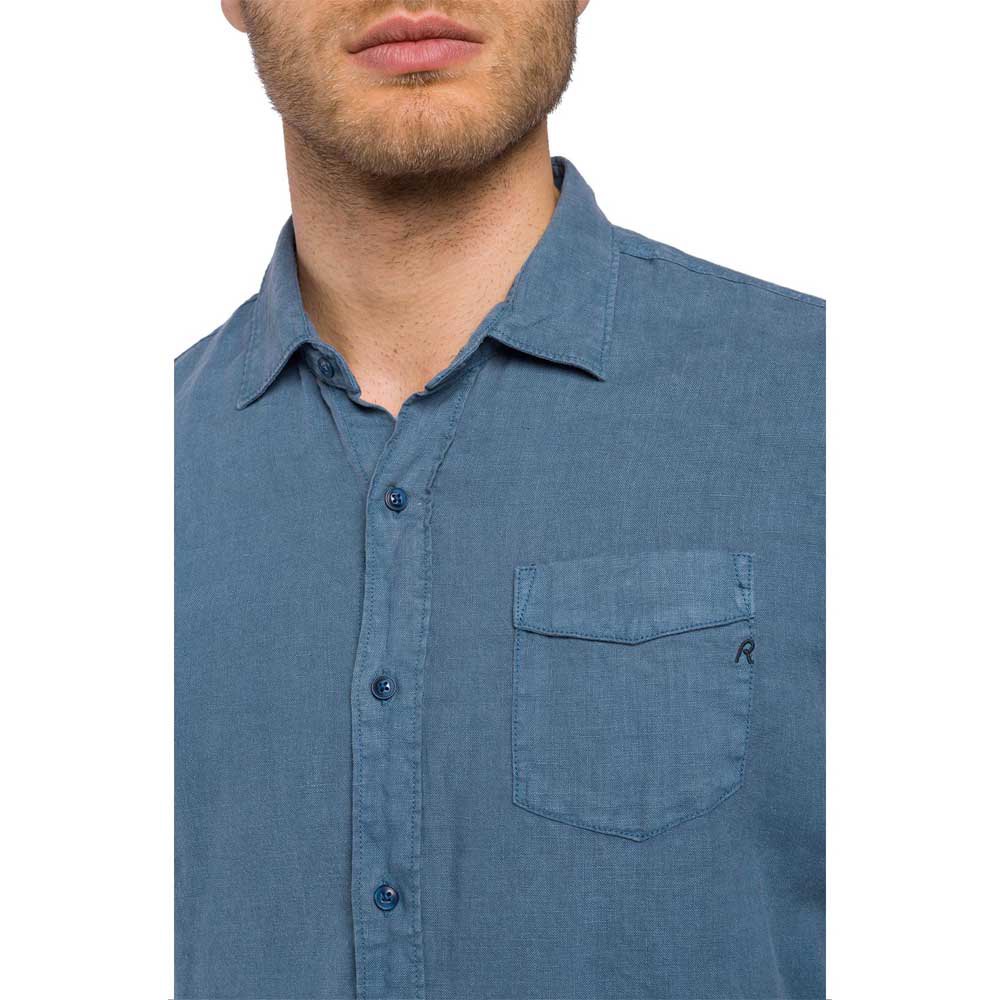 Replay Garment Dyed Linen Long Sleeve Shirt