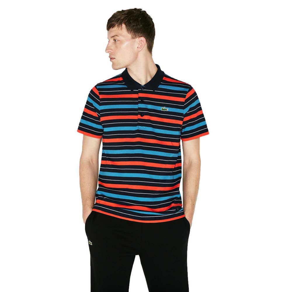 Lacoste Sport Lightweight Striped Polo Shirt Red|