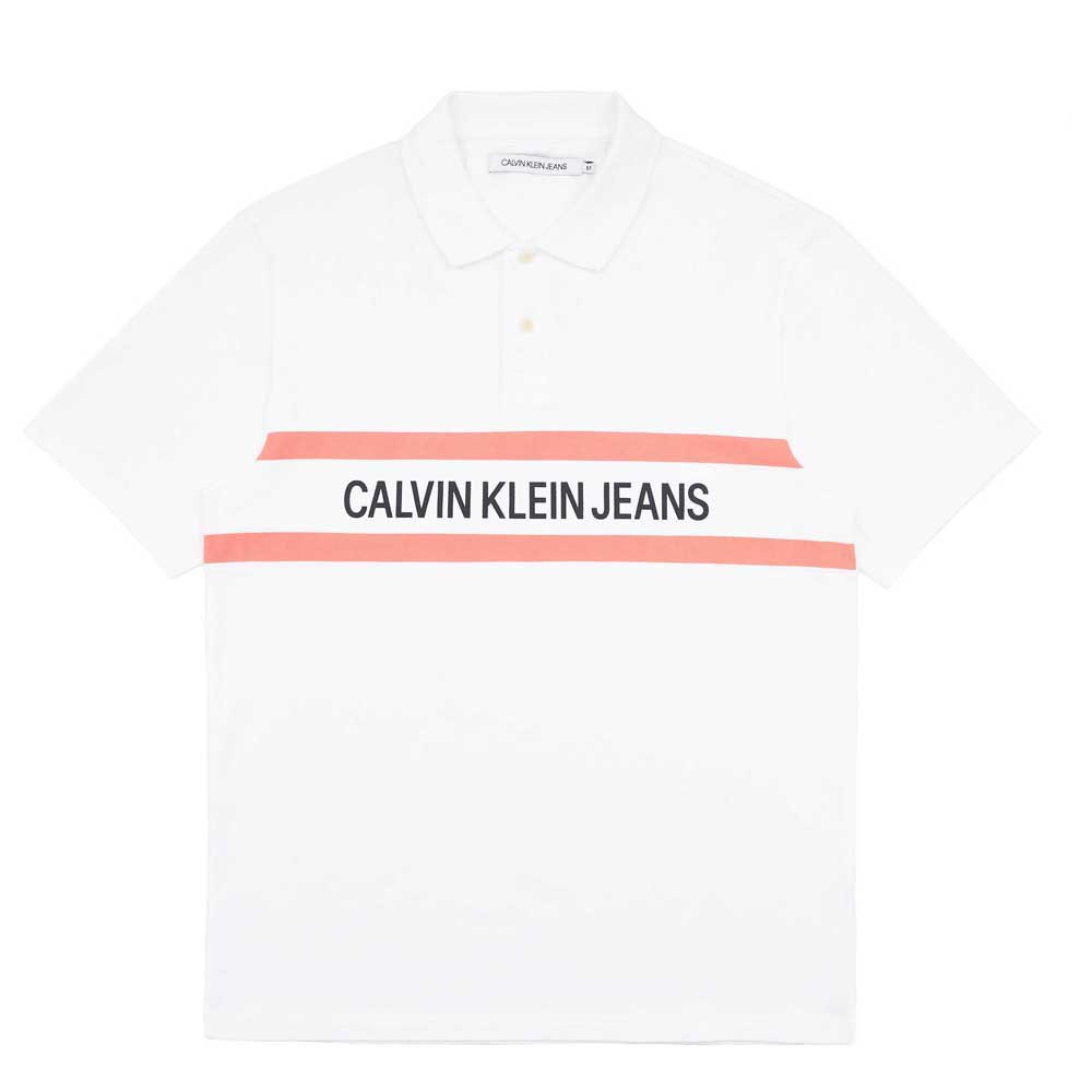 Calvin klein jeans Kortärmad Pikétröja Chest Stripe Logo