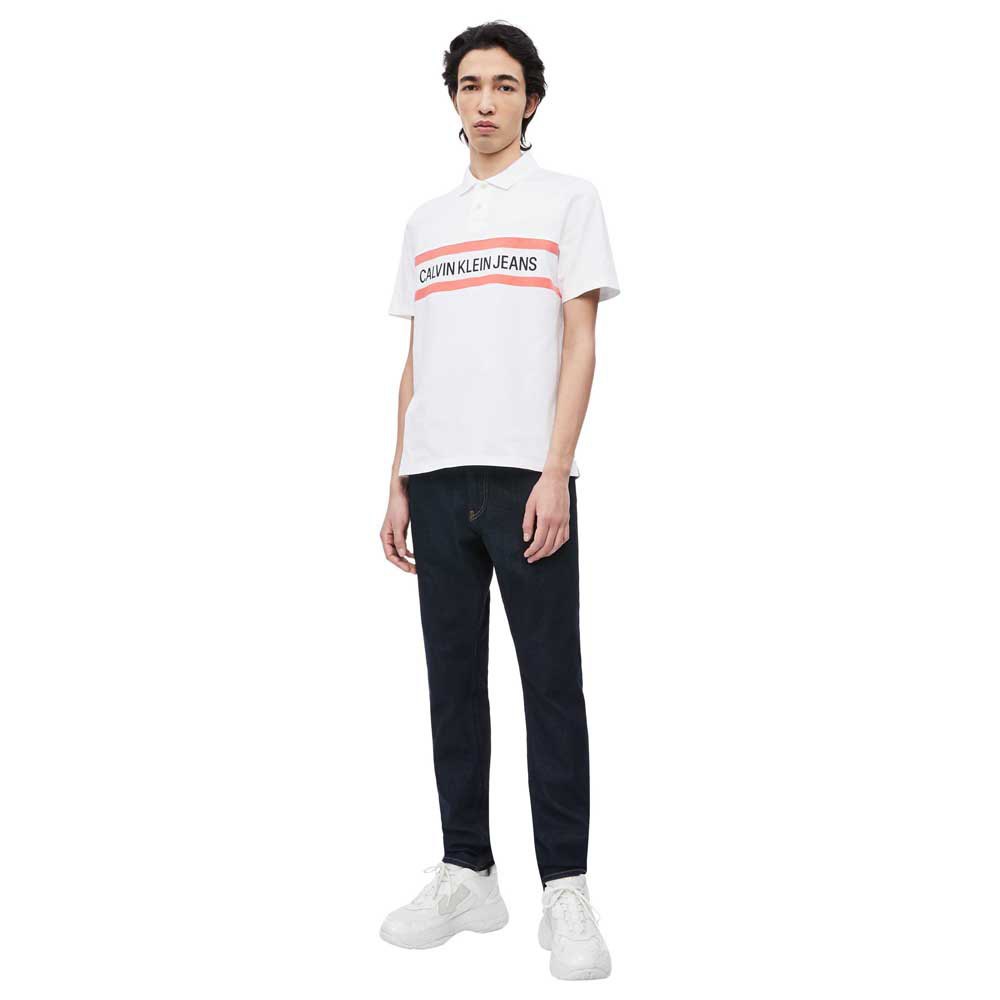 Calvin klein jeans Kortärmad Pikétröja Chest Stripe Logo