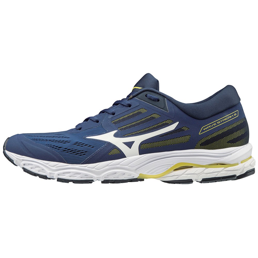 Navy Blue Sports Breathable Mizuno Mens Wave Stream 2 Running Shoes Trainers 