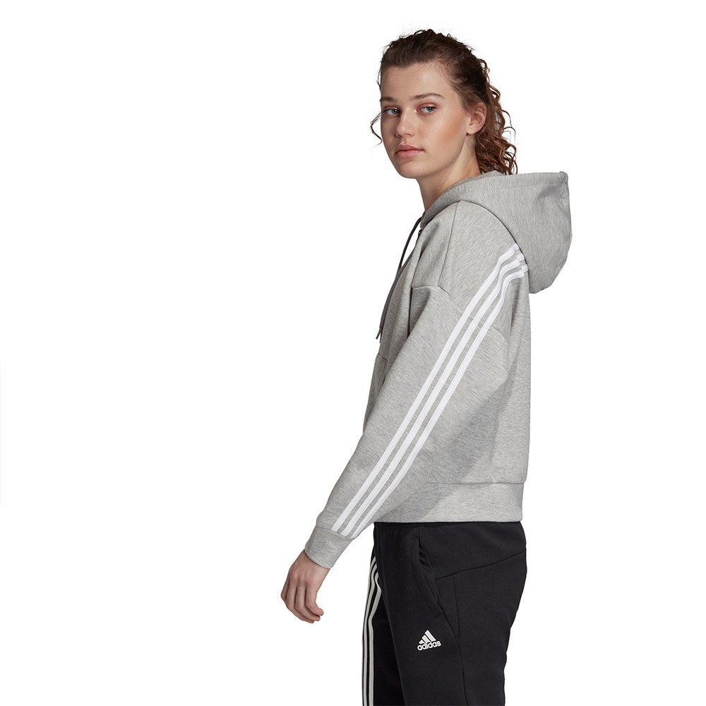 adidas Must Have 3 Stripes Doubleknit Regular Full Zip Sweatshirt Grey|  Runnerinn