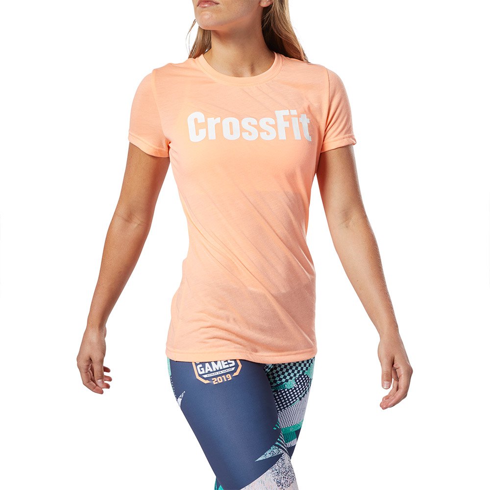 Reebok Crossfit Speedwick FEF Womens Training Top Pink Short Sleeve Workout Tee 