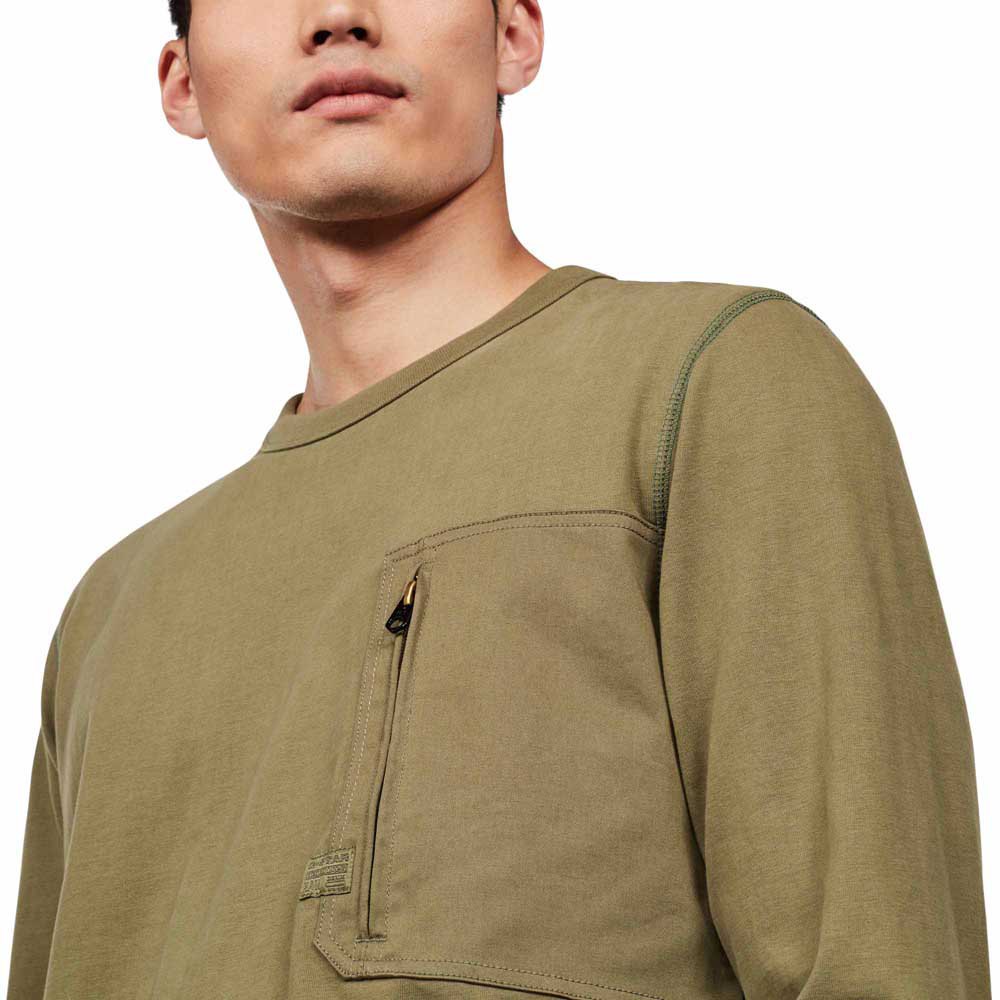 Mens Clothing T-shirts Long-sleeve t-shirts G-Star RAW Vehem Pocket Round Neck T-shirt in Green for Men 