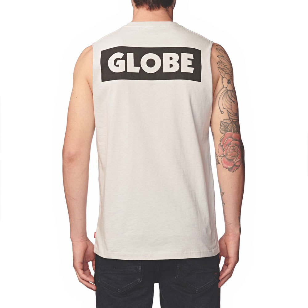 Globe Sticker Muscle Sleeveless T-Shirt