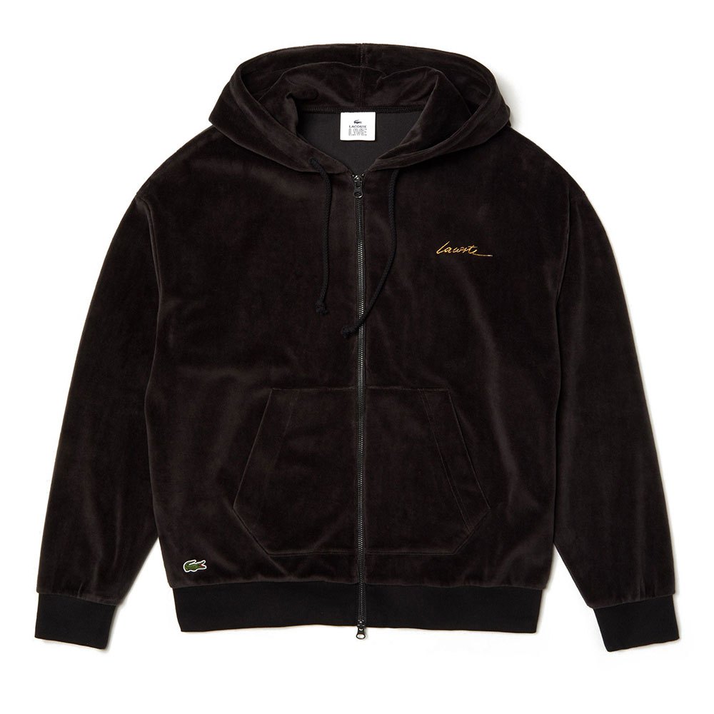 Lacoste Velvet Full Zip Sweatshirt Black| Dressinn