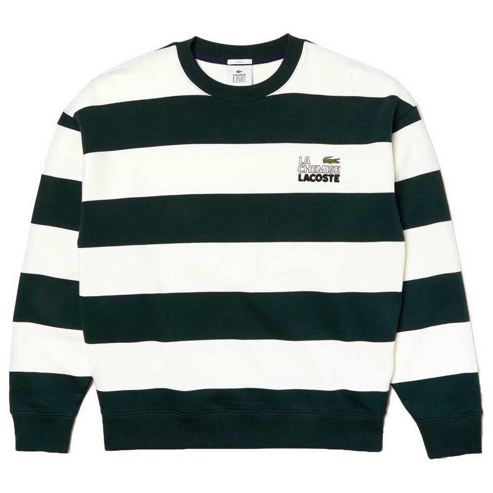 nuttet Vaccinere Glat Lacoste Live Embroidered Striped Fleece Sweatshirt Black| Dressinn
