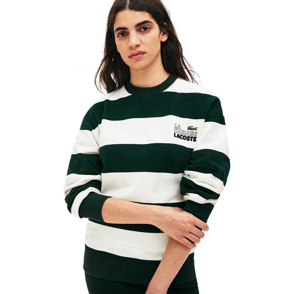 Lacoste Live Embroidered Striped Fleece Sweatshirt