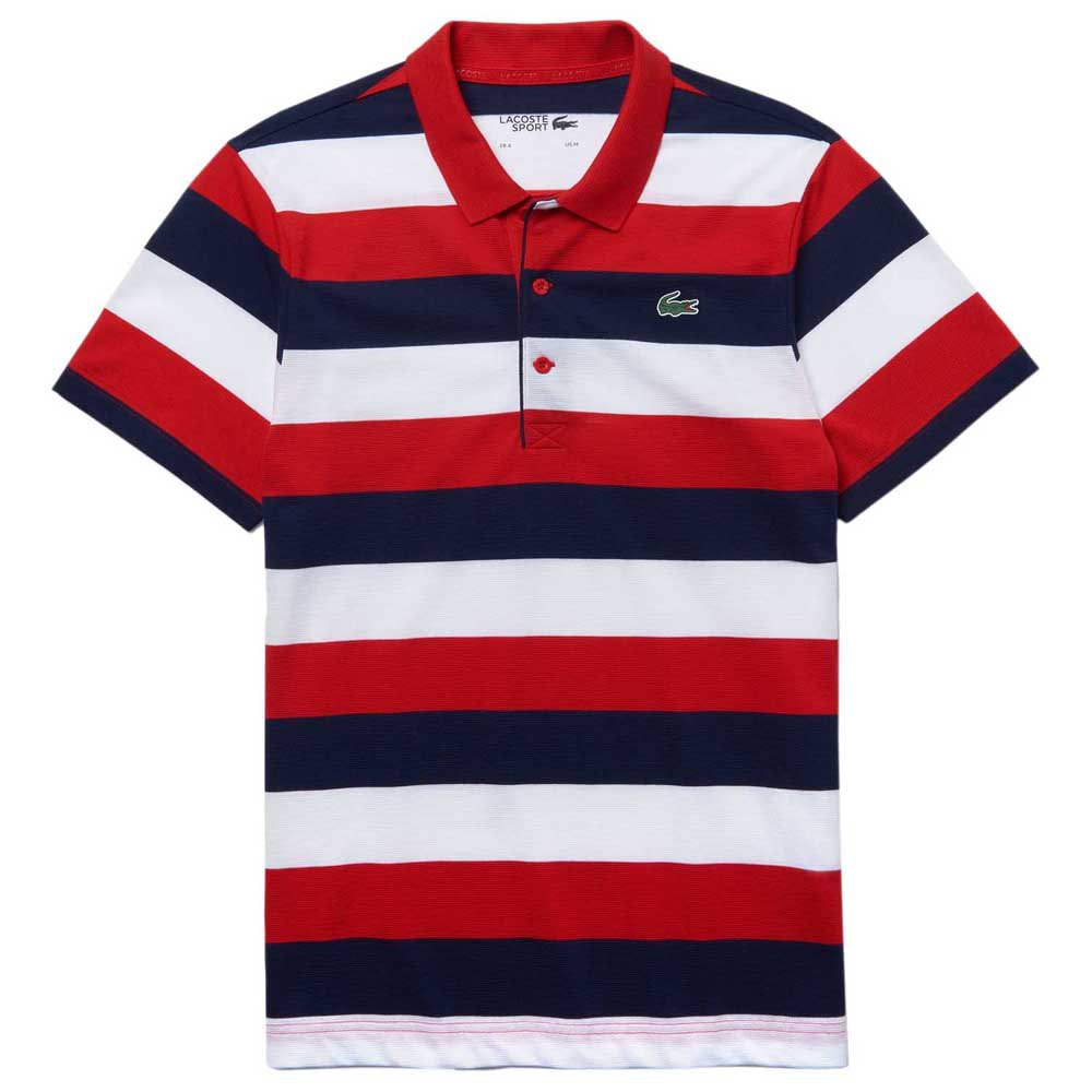 Regn Bane isolation Lacoste Sport L.12.12 Striped Ultra Light Cotton Short Sleeve Polo Shirt  Red| Smashinn