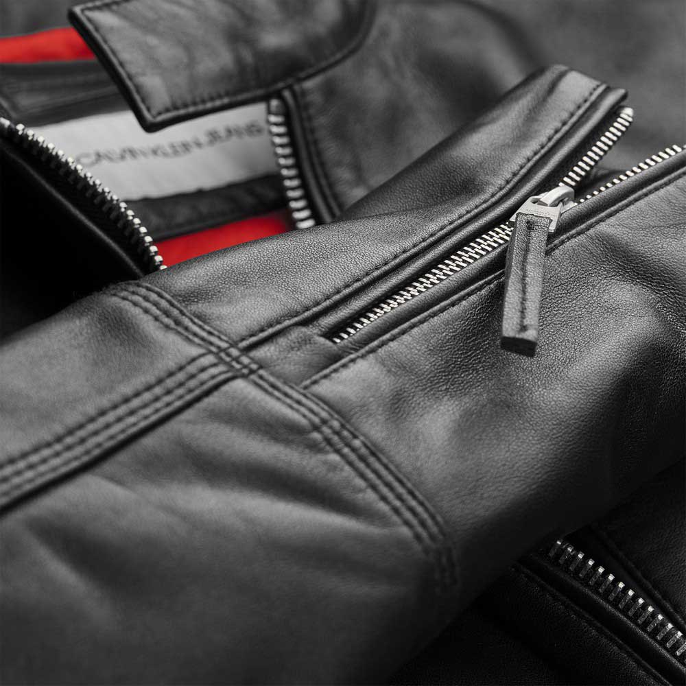 Toevlucht incident doel Calvin klein Leather Jacket Black | Dressinn