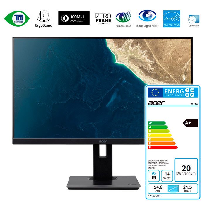 Acer B227QBMIPRX IPS LCD 21.5´´ Full HD LED モニター 75Hz