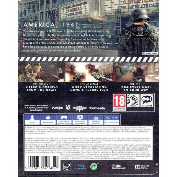 død studieafgift Næste Playstation Wolfenstein II The New Colossus PS4 Game Multicolor| Techinn