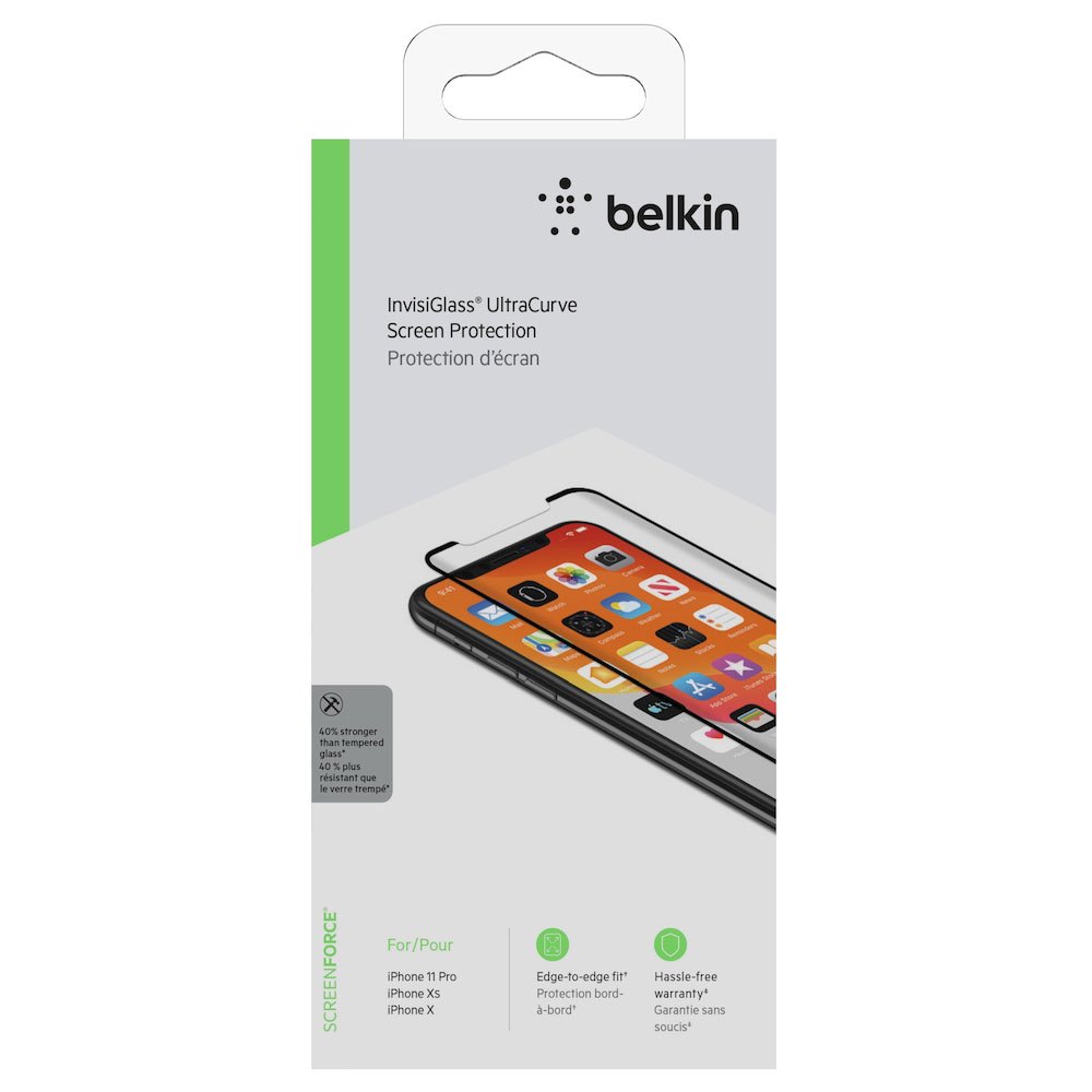 Belkin Protector de pantalla iPhone X/XS/11 Pro Curve Invisible Glass