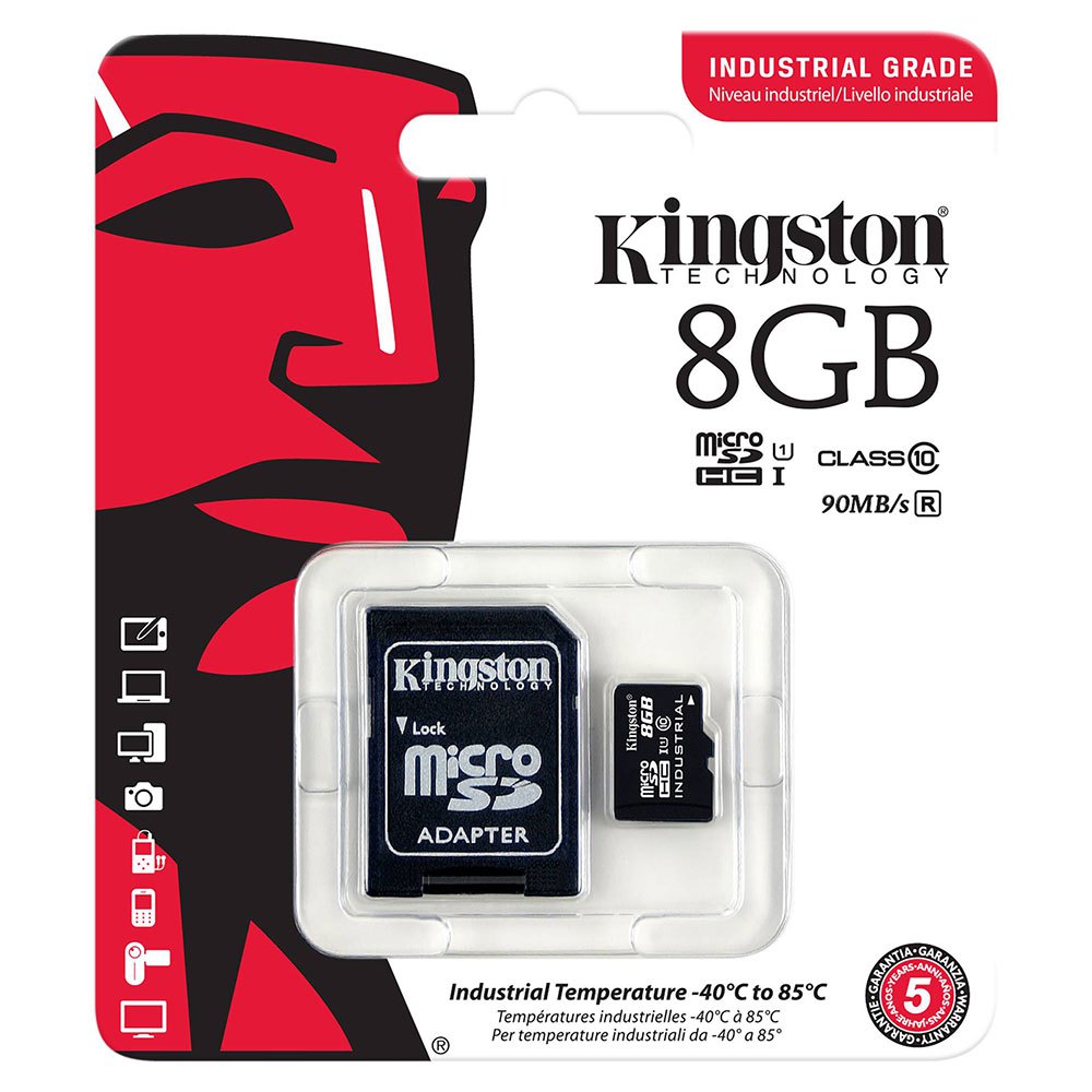 Kingston Temperature Micro SD Class 1 8 GB + SD Προσαρμογέας Μνήμη Κάρτα