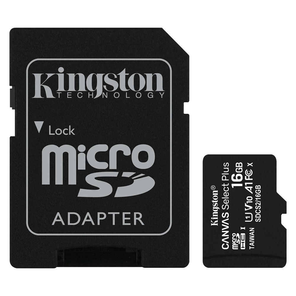 Kingston Canvas Select Plus Micro SD Class 10 16 ГБ + SD Адаптер объем памяти Визитная Карточка