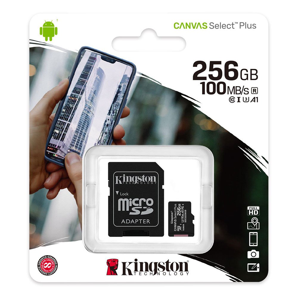 Kingston Canvas Select Plus Micro SD Class 10 256 GB + SD Προσαρμογέας Μνήμη Κάρτα