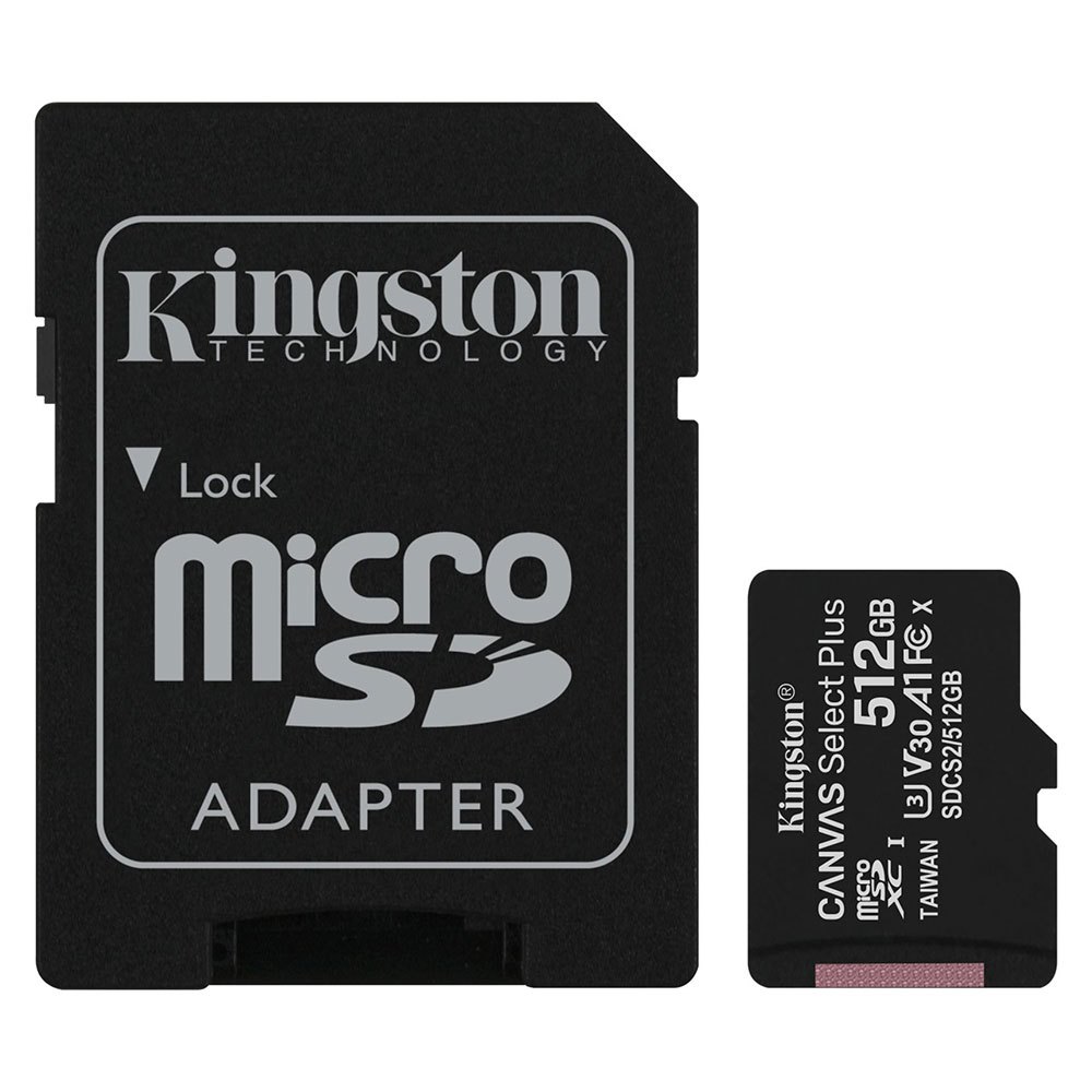 Kingston Canvas Select Plus Micro SD Class 10 512 GB + SD Προσαρμογέας Μνήμη Κάρτα