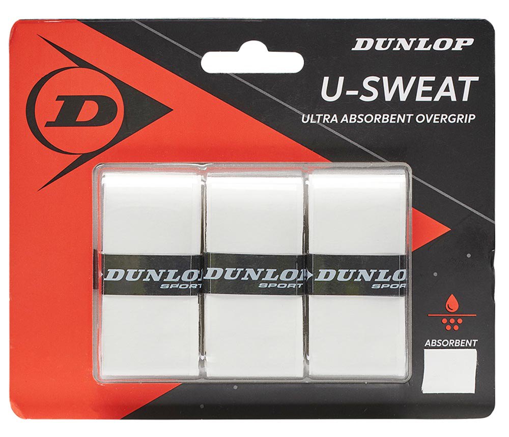 Dunlop テニスのオーバーグリップ U-Sweat 3 単位 白| Smashinn