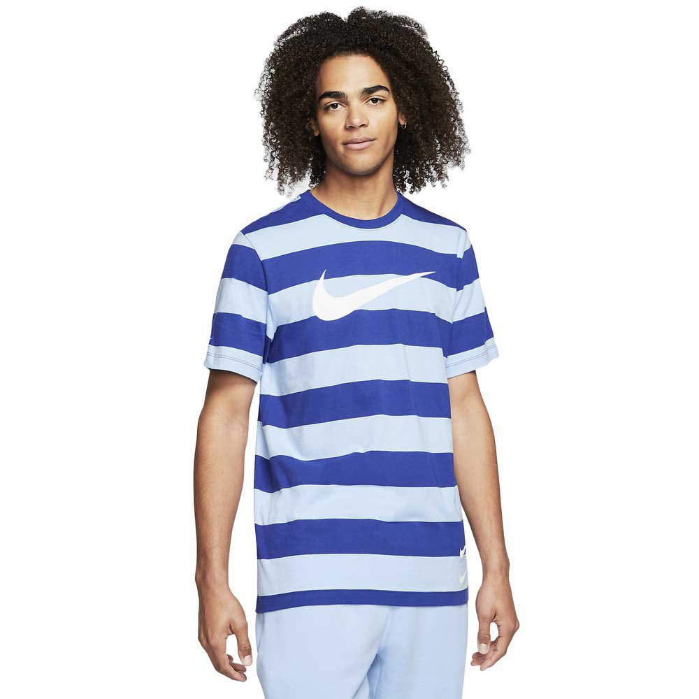cemento Perspectiva monitor Nike Sportswear Swoosh Striped Short Sleeve T-Shirt Blue| Dressinn