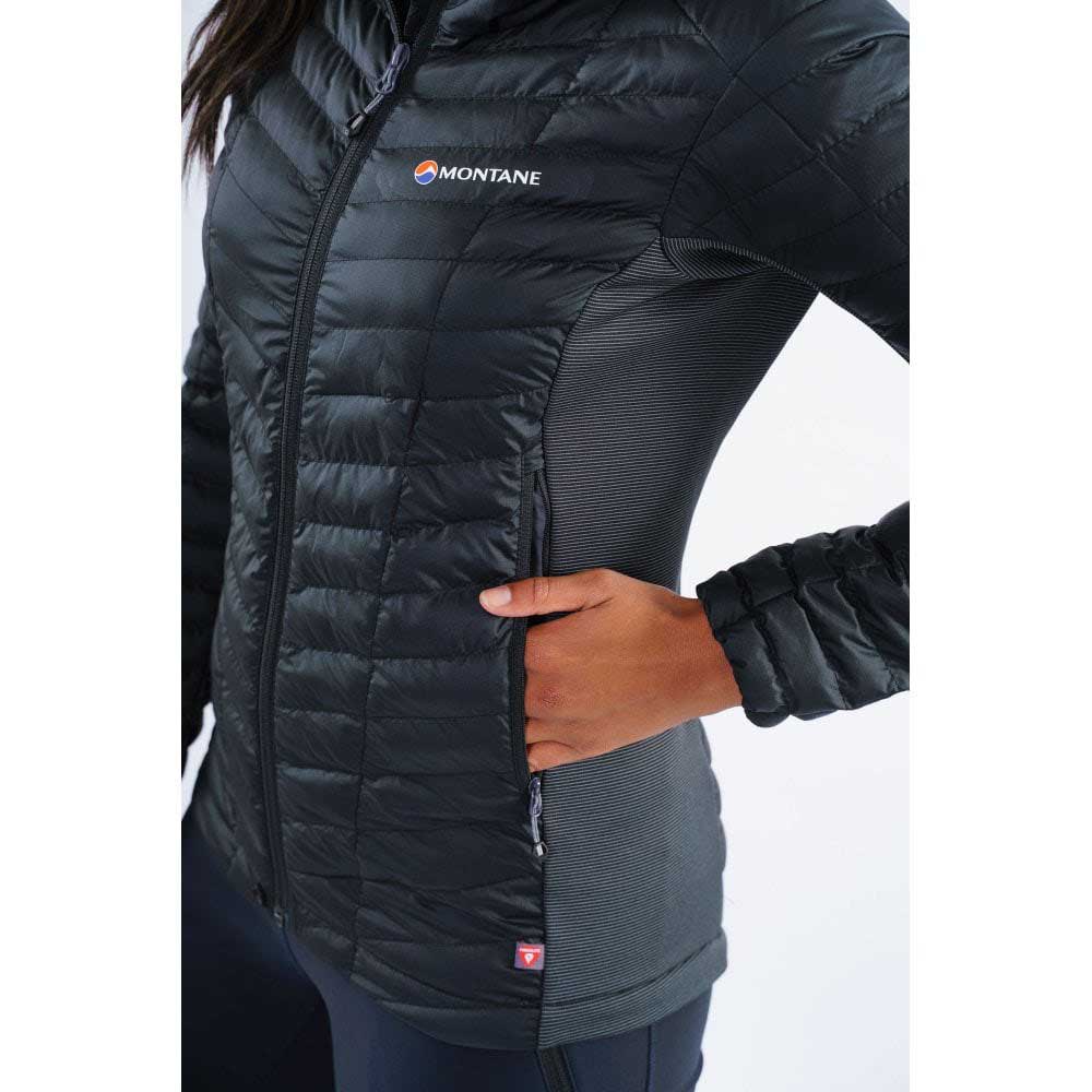Montané Montane Womens Phoenix Jacket Top Black Sports Outdoors Full Zip Hooded Warm 