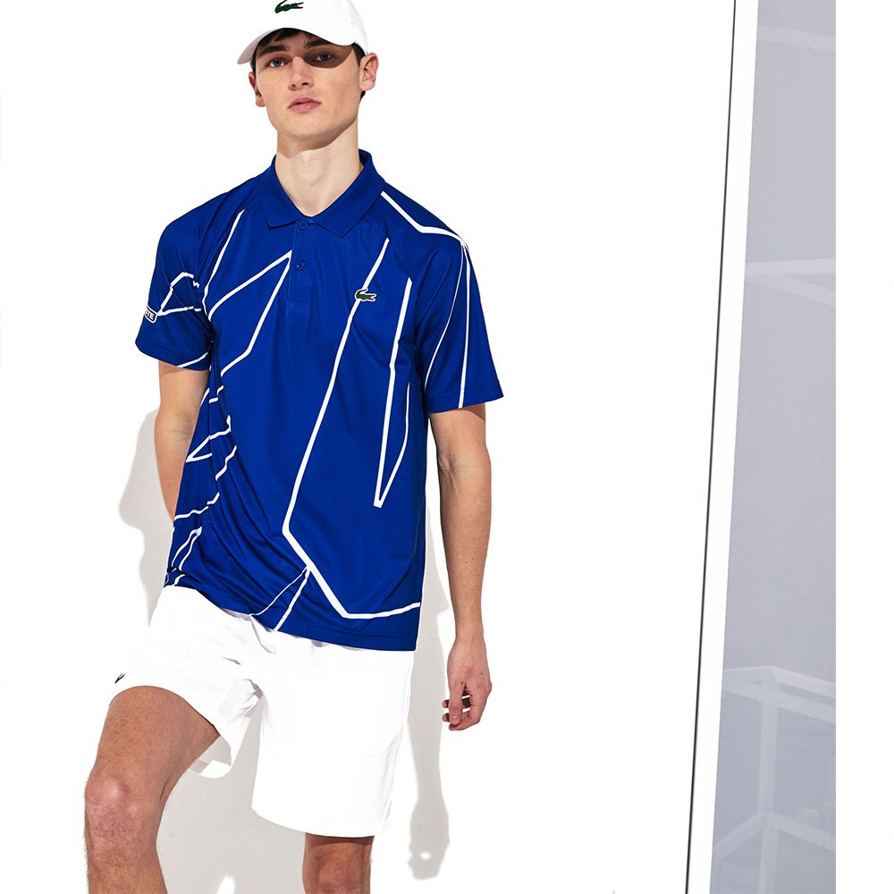 Lacoste Sport novak djokovic tenis Polo Shirt caballero azul blanco