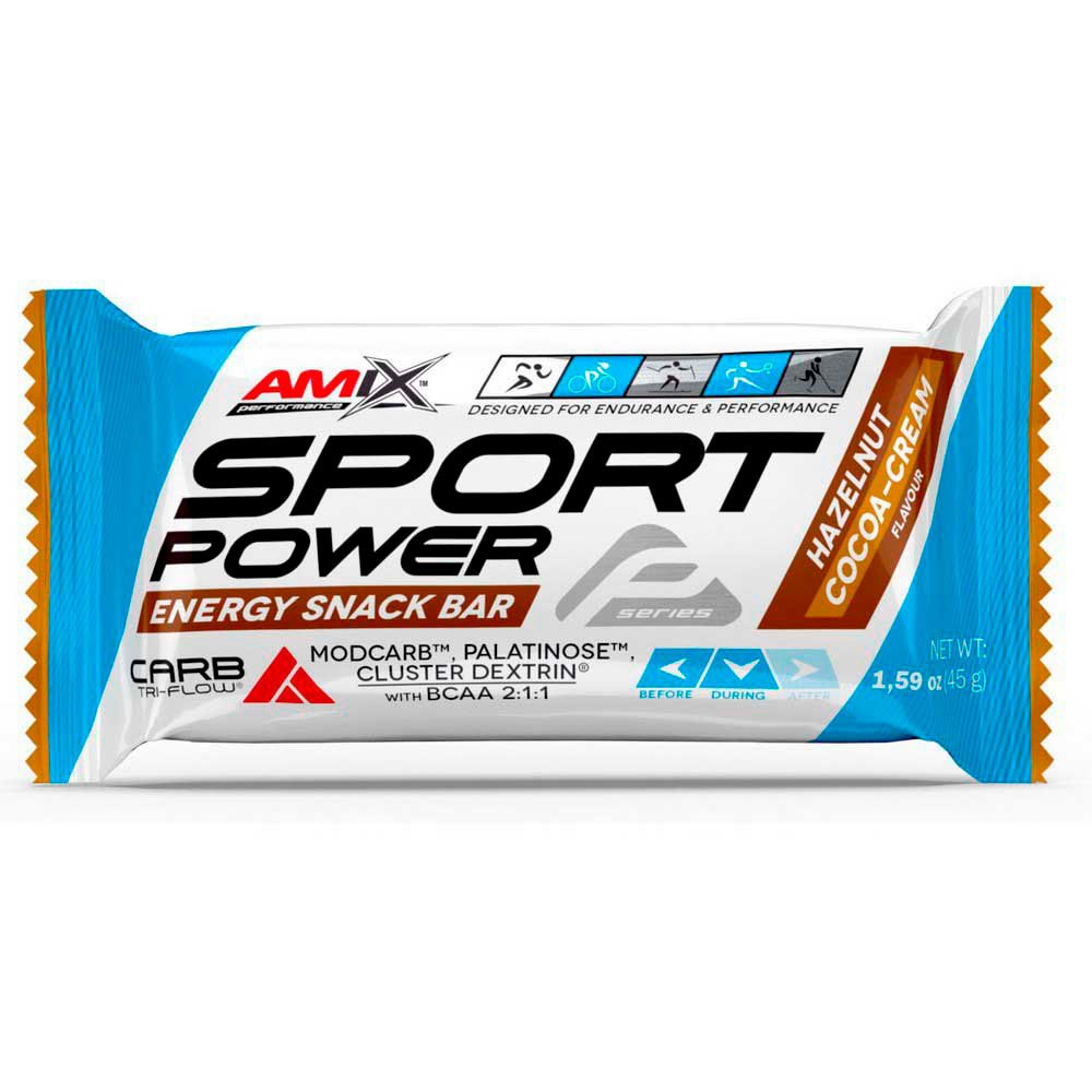 Amix Sport Power Energy 45g 20 Enheter Hasselnöt Och Choklad Grädde Energi Barer Låda