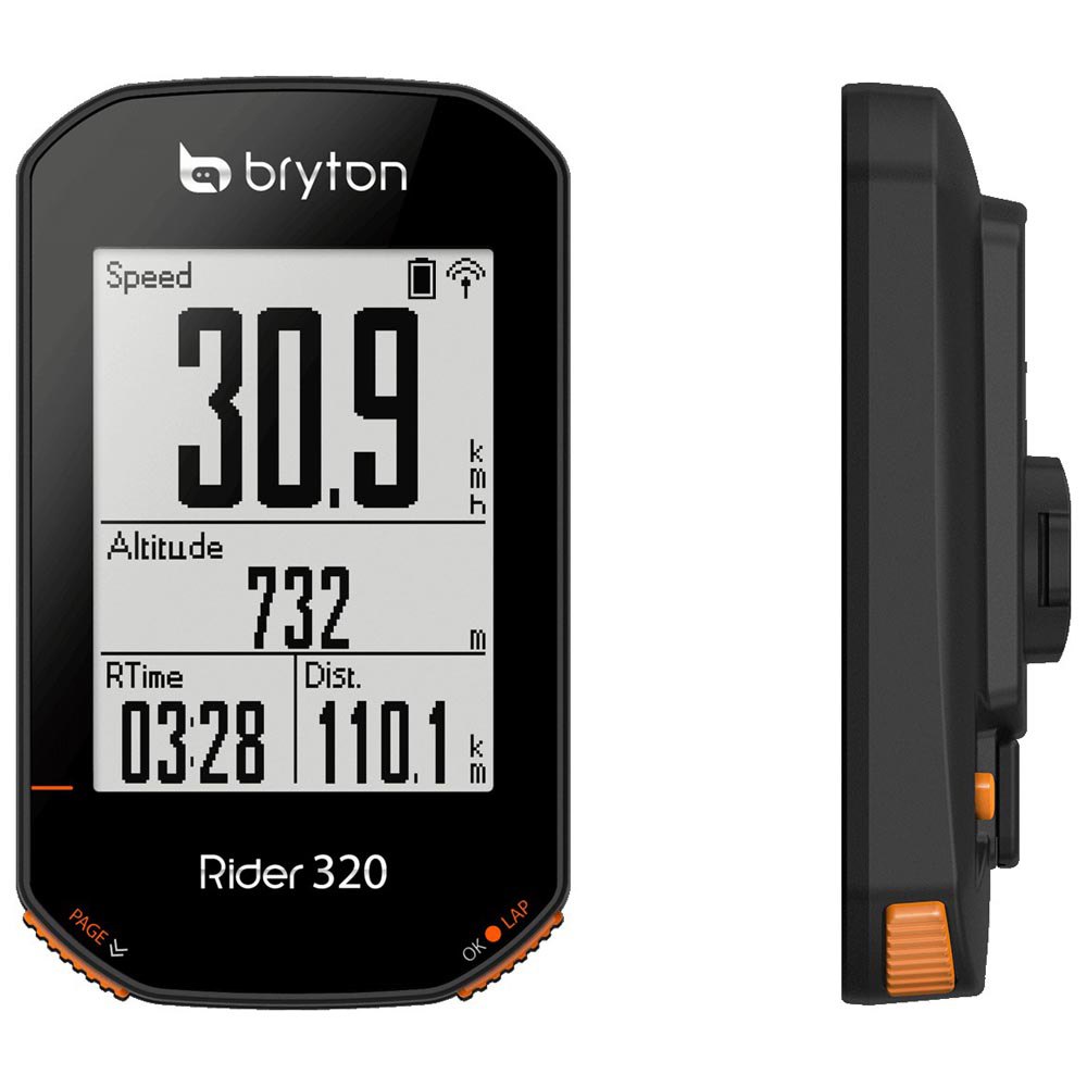 Bryton Rider 320T GPS Computer Cycle 2.3 Display with Cadence Sensor and Heart Band Black 