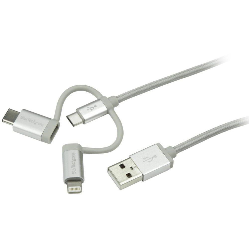 Normaal gesproken vegetarisch Materialisme Startech 1m USB laadkabel Lightning/USB-C/Micro-B Grijs | Techinn