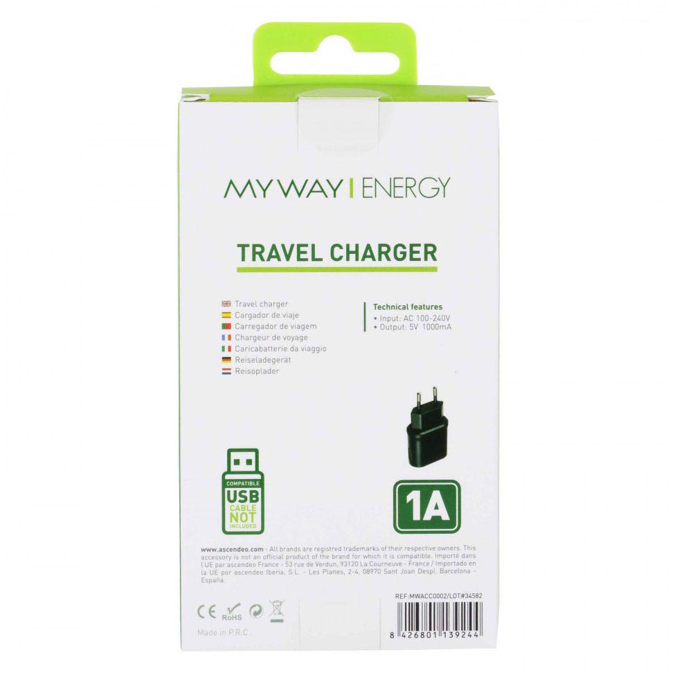 MyWay Φορτιστής ταξιδιού USB 1A