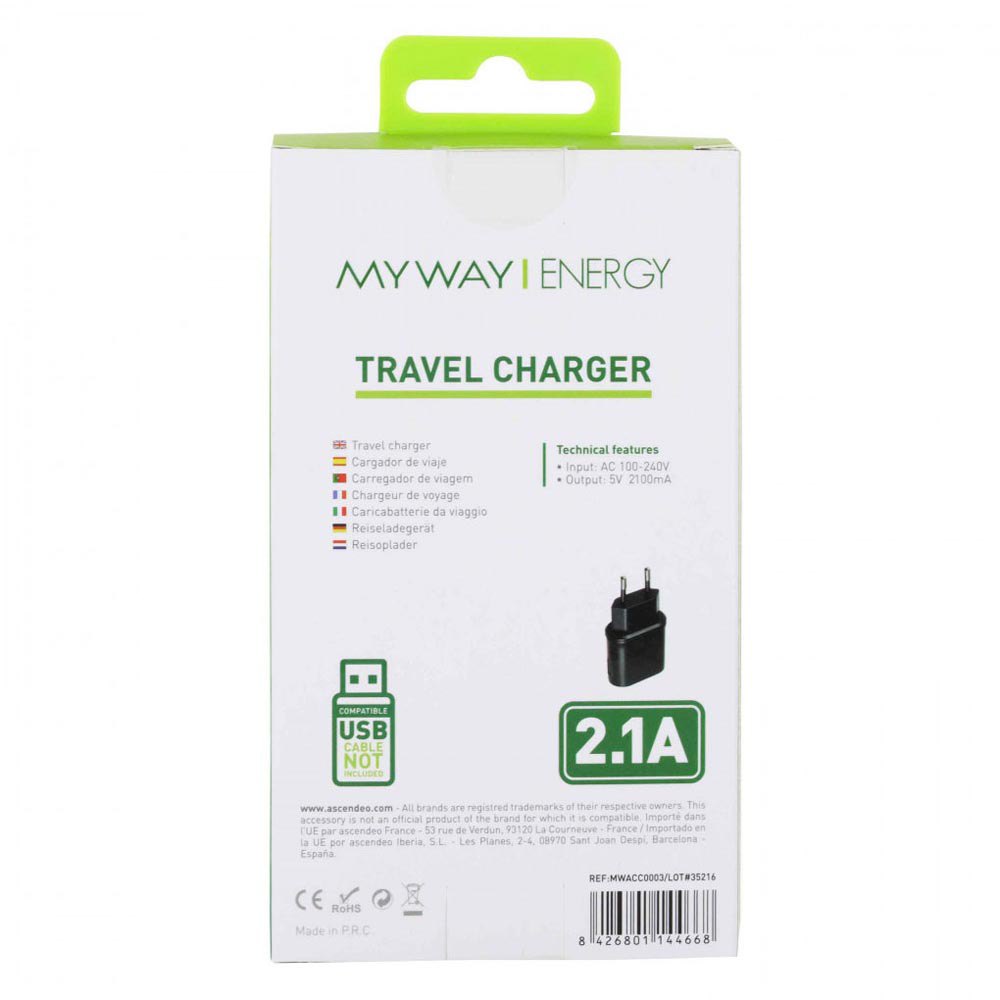 MyWay Carregador De Viatge USB 2.1A