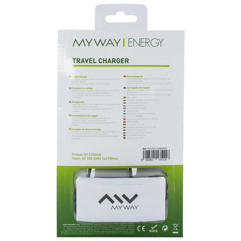 MyWay Φορτιστής ταξιδιού Micro USB 2.1A 1.2m