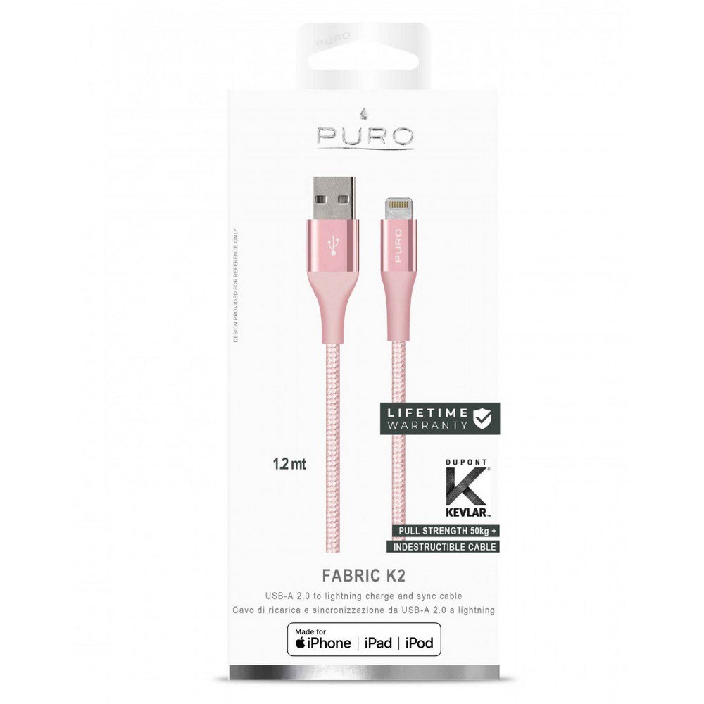 Puro Chargeur K2 Aramidic Lining USB-Lightning 2.0 2.4A 480mbps 1.2m