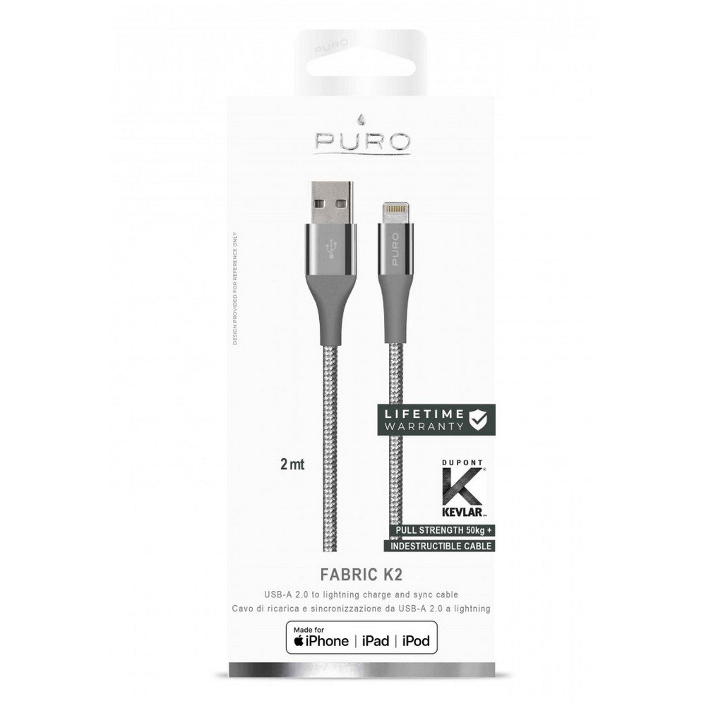 Puro USB to Lightning 2.4A Aramidic lining 2m