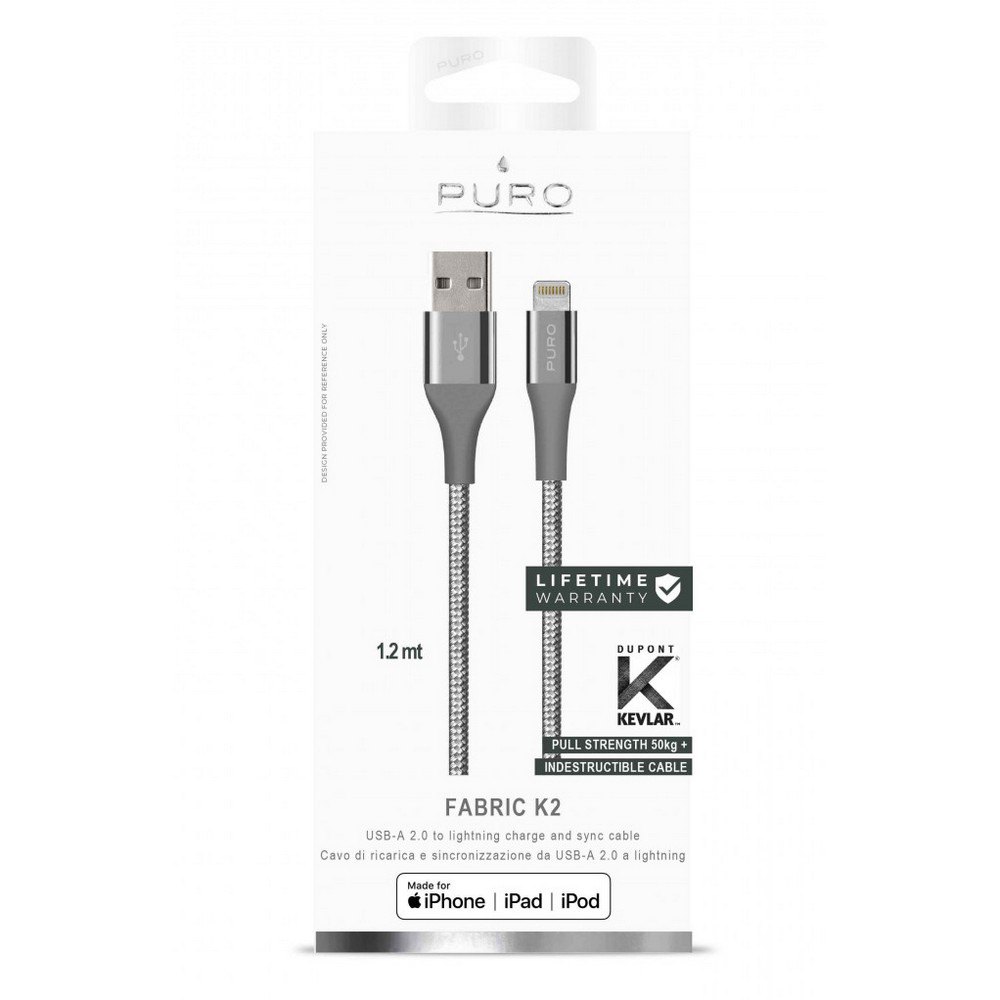 Puro USB to Lightning 2.4A Aramidic lining 2m Charger