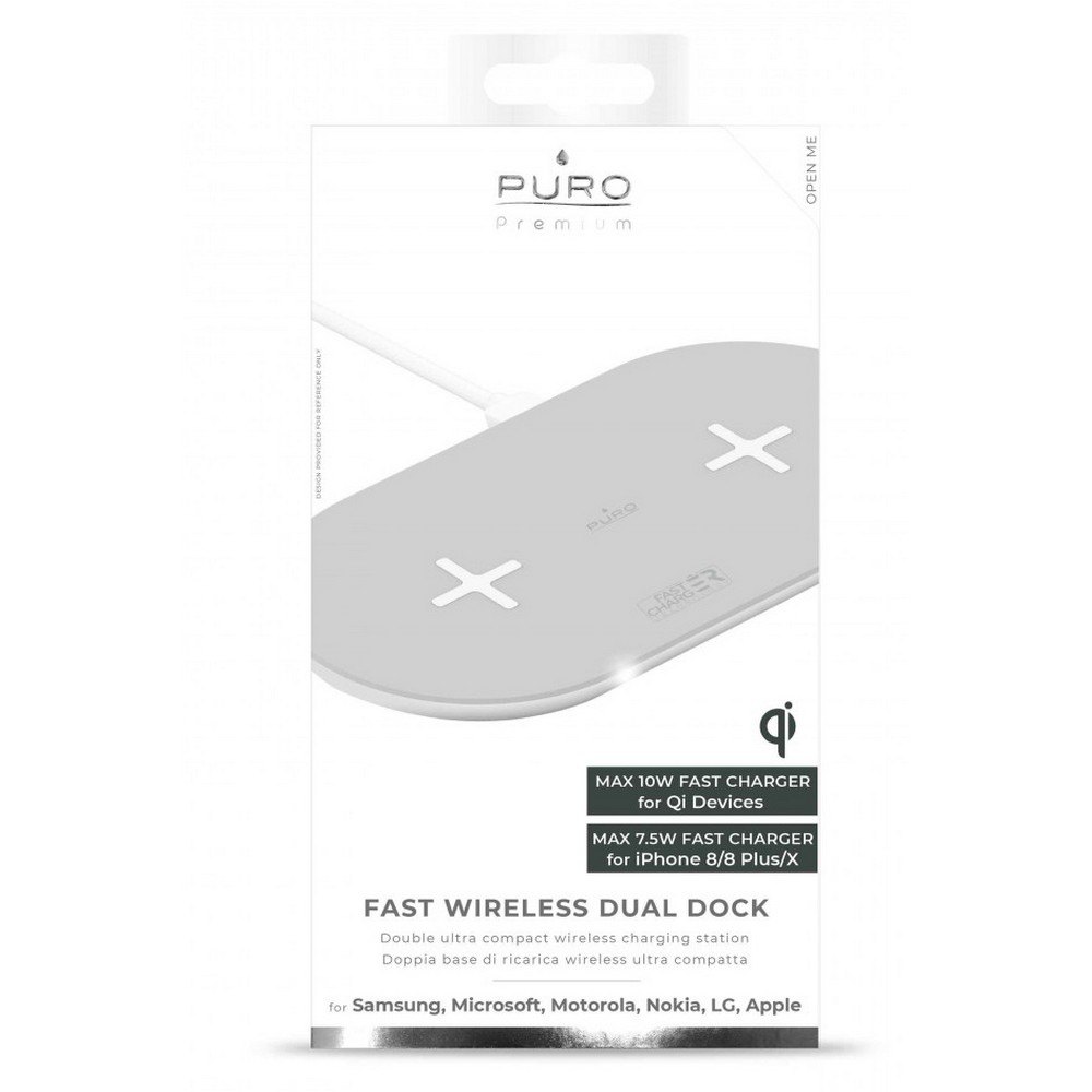 Puro Fast Wireless Charging Station Dual Qi 20W 2A
