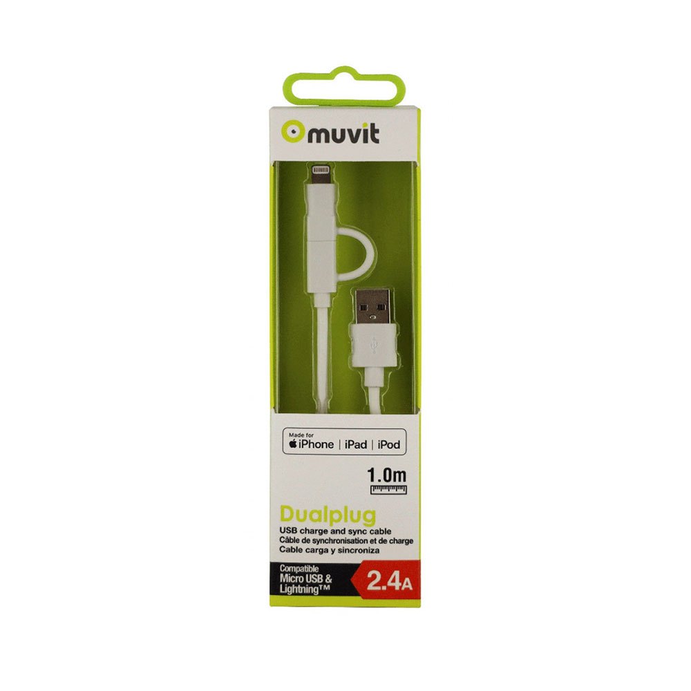 Muvit Câble USB Vers Micro USB/Lightning MFI 2.4A 1 M