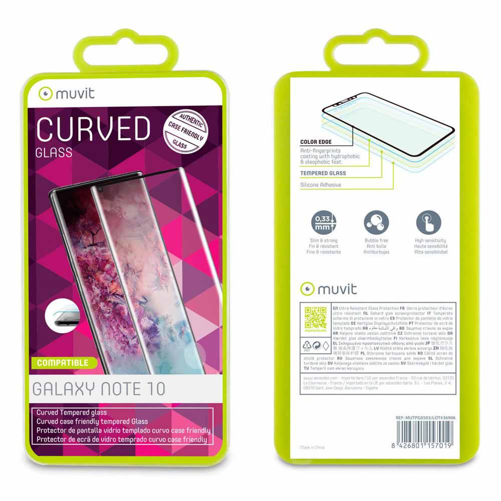 Muvit Cristal Templado Case Friendly Protector Pantalla Samsung Galaxy Note 10/10 5g