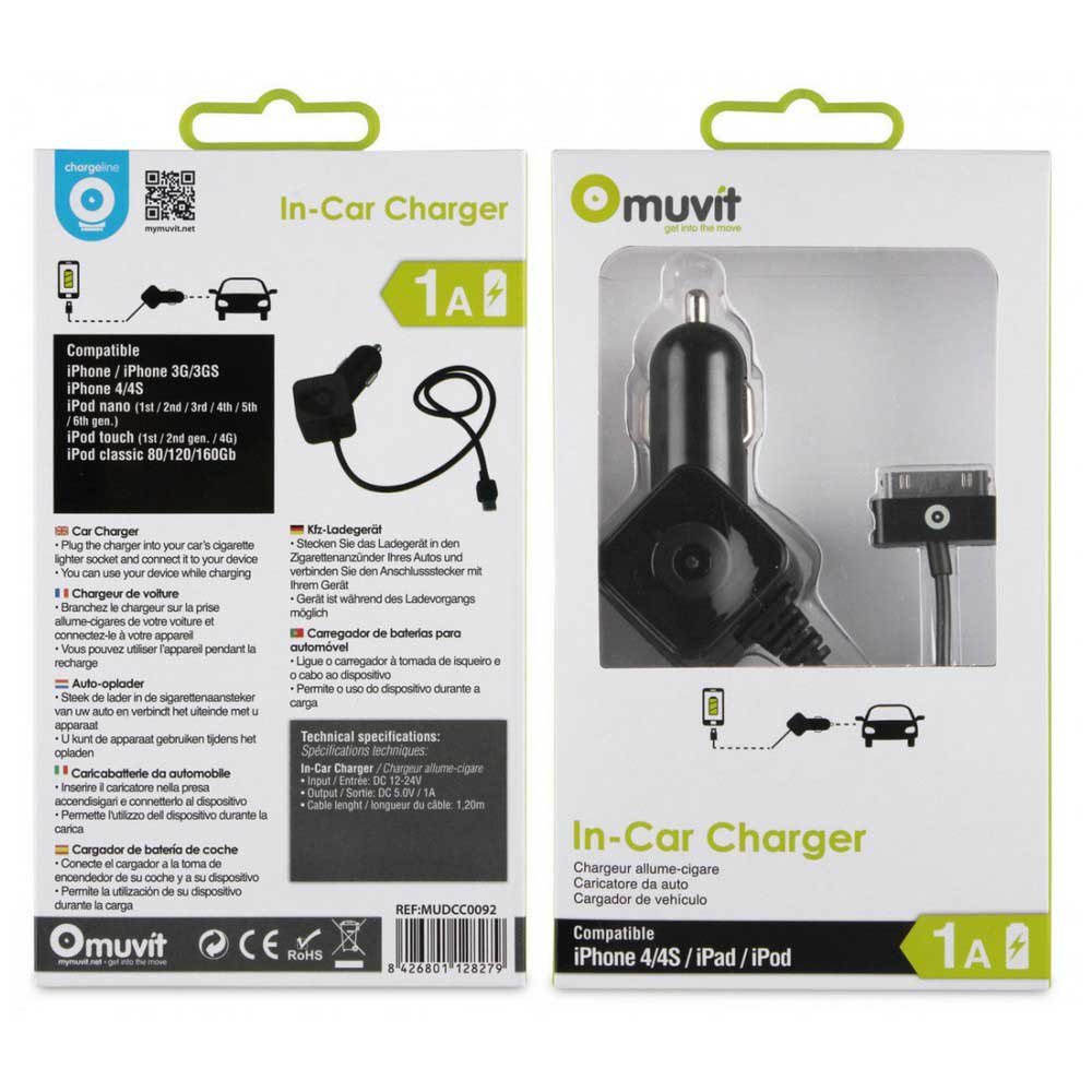 Muvit Chargeur Voiture Apple 30 Pin MFI 1A