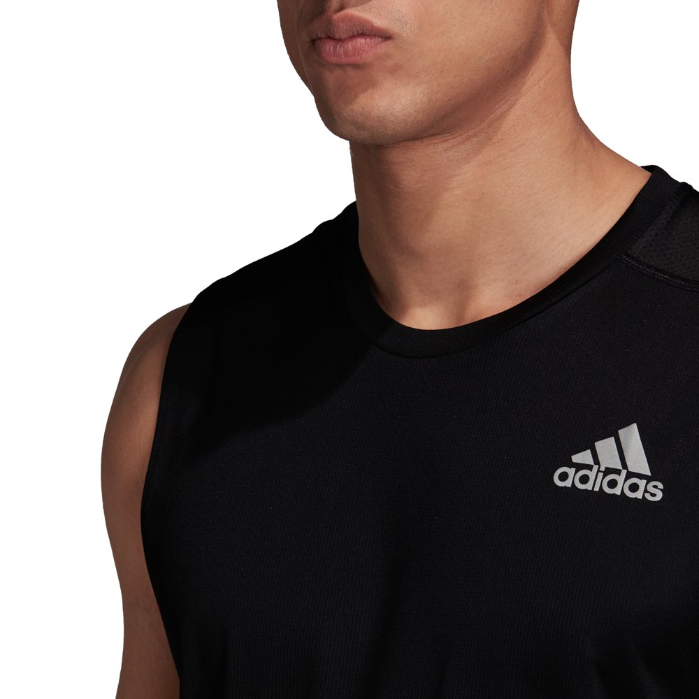 adidas Run Logo Tank Top in Black for Men Mens Clothing T-shirts Sleeveless t-shirts 
