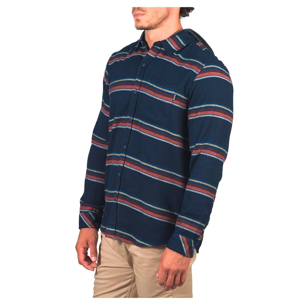 Hurley Portland Stripe Flannel Hood Long Sleeve Shirt