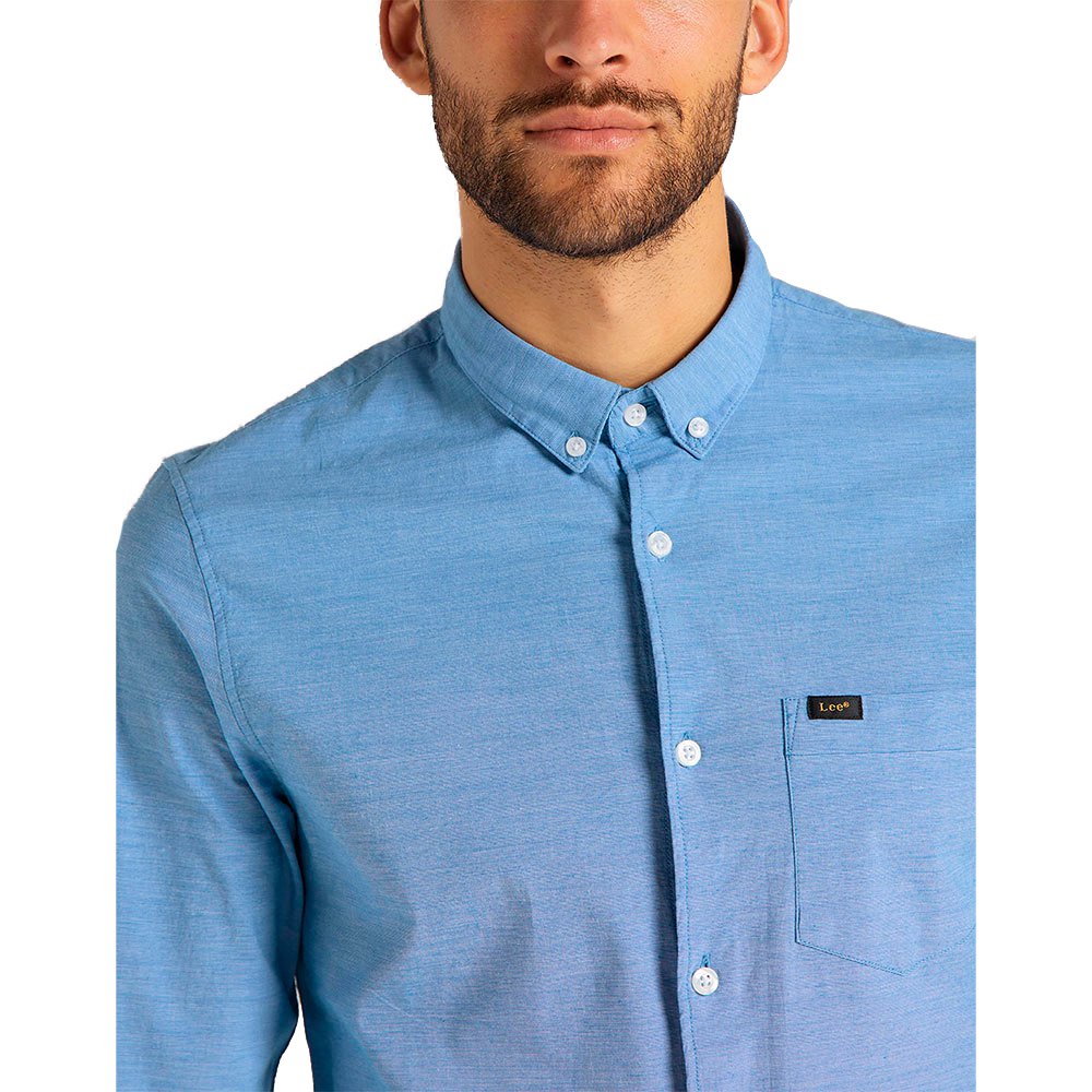 Men's EU Branded Blue tiny Stripe Long Sleeves Button Down Casual Shirt C11 