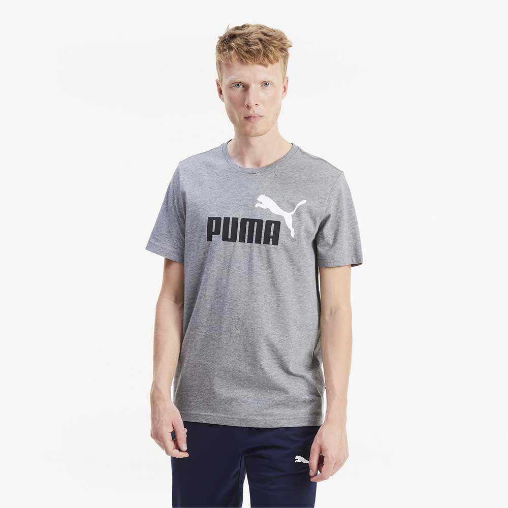 Puma Essential 2 Colors Logo Short Sleeve T-Shirt Grey | Dressinn