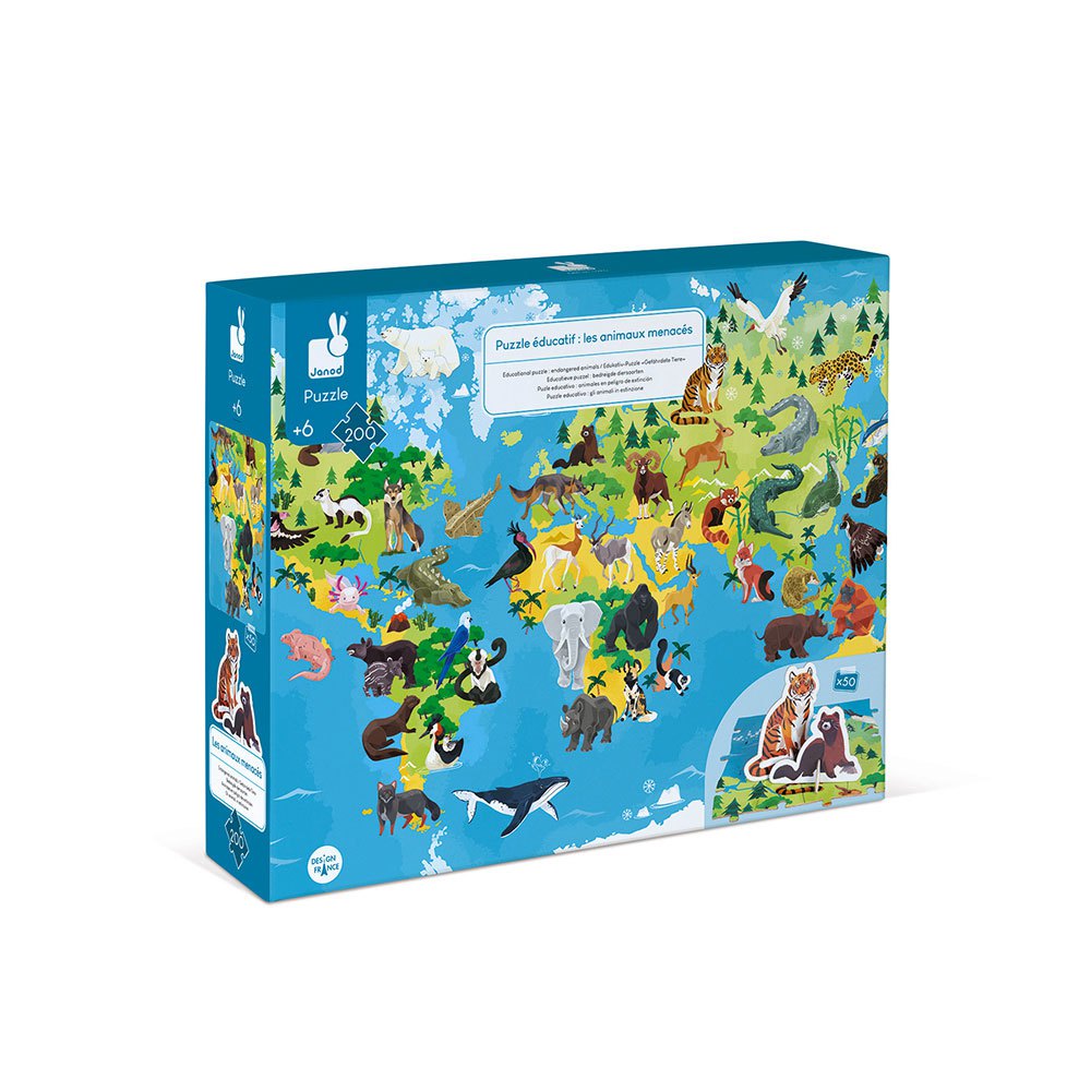 Janod Educational Puzzle Endangered Animals 200 Pieces