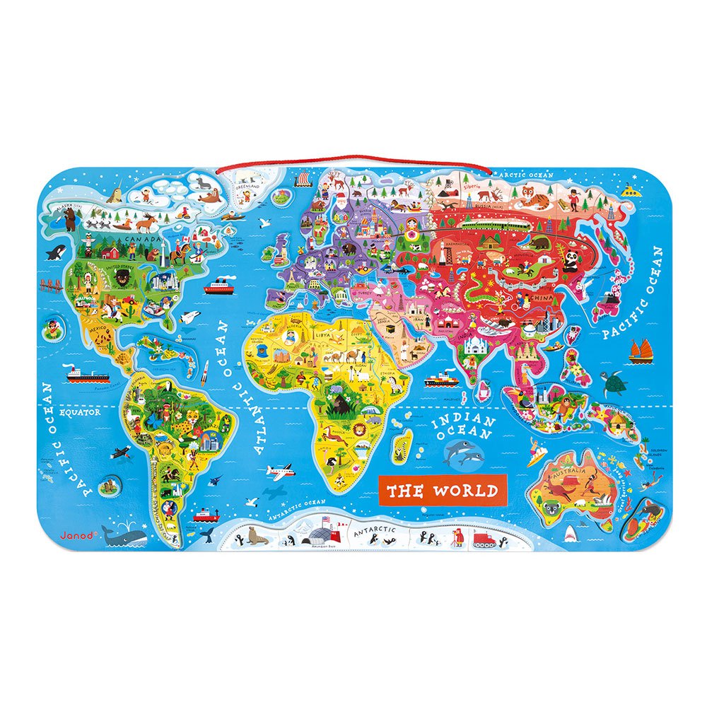 Janod Quebra-cabeça Magnetic World Map English Version